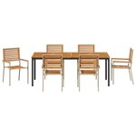 vidaXL Ensemble de salle à manger pour jardin 7 Pièces Beige  Marron