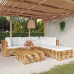 vidaXL Salon de jardin 6 Pièces avec coussins Bois de teck solide