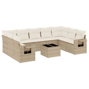 vidaXL Salon de jardin avec coussins 10 Pièces beige résine tressée