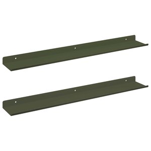 vidaXL Étagère flottante 2 Pièces Vert olive 60 x 8 5 x 2 5 cm Acier