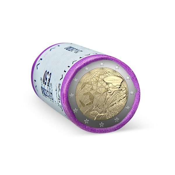 Rouleau de 25 pièces de monnaie de 2 euro commémorative Lettonie 2022 – Programme Erasmus