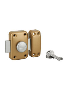 THIRARD - Verrou CAPITAL pour porte d'entrée non vitrée à bouton  époxy or  cylindre 50mm  3 clés- Thirard