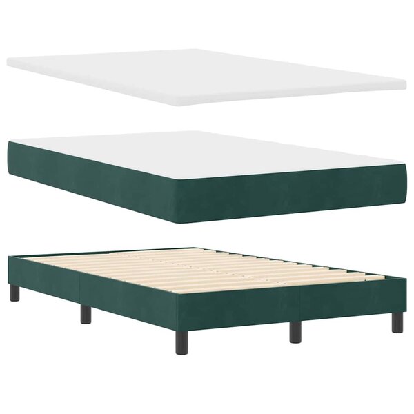 vidaXL Lit à ressorts avec matelas Vert foncé 120 x 200 cm Velours