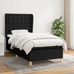 vidaXL Sommier à lattes de lit avec matelas Noir 90x190 cm Tissu