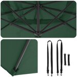 vidaXL Parasol Roma à Bras Déporté Vert et Noir 352 x 251 x 260 cm