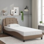 vidaXL Cadre de lit avec lumières LED cappuccino 80x200 cm similicuir