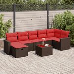 vidaXL Salon de jardin 8 Pièces avec coussins marron résine tressée