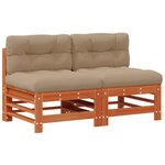 vidaXL Sofa de jardin milieu Pin massif Brun Ciré