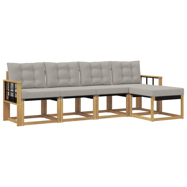 vidaXL Ensemble de canapés d'extérieur 5 Pièces Blanc et gris clair