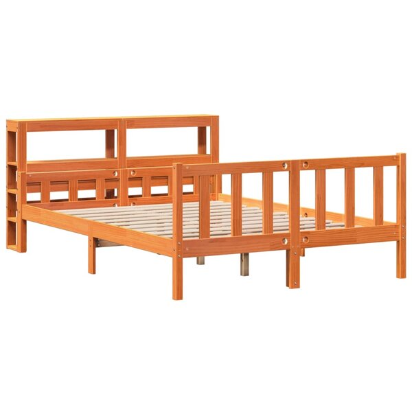 vidaXL Cadre de lit et tête de lit cire marron 150x200 cm bois de pin
