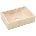 vidaXL Armoire de salle de bain et lavabos en marbre crème Teck massif