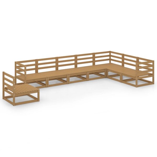 vidaXL Salon de jardin 8 Pièces marron miel bois de pin massif