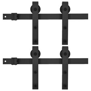 vidaXL Kits de fixation pour porte coulissante 2 Pièces 183 cm Acier Noir