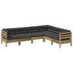 vidaXL Salon de jardin 6 Pièces avec coussins bois de pin imprégné