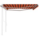 vidaXL Auvent rétractable automatique et poteaux 4 5x3 m Orange marron