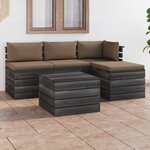 vidaXL Salon palette de jardin 5 Pièces avec coussins bois de pin massif