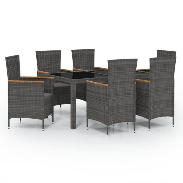vidaXL Ensemble à manger d'extérieur 7 Pièces et coussins Résine tressée