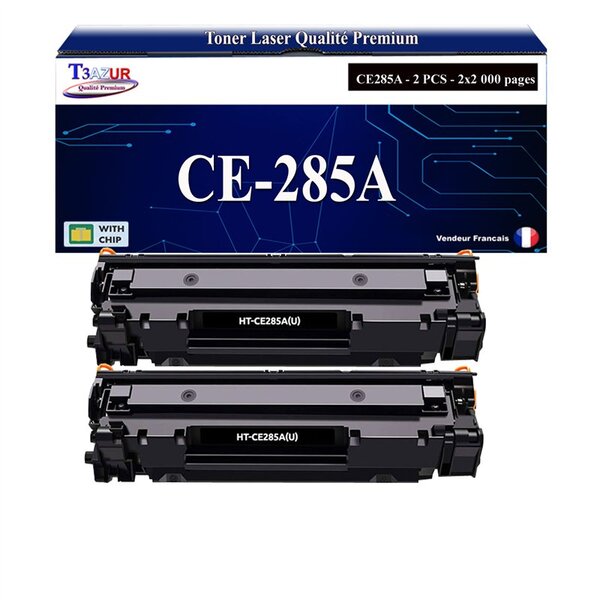 T3AZUR -2x Toners compatibles avec HP CE285A (85A) pour HP LaserJet M1132 MFP  M1214NFH  M1217NFW  P1102  P1102W