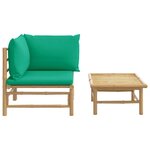 vidaXL Salon de jardin 2 Pièces avec coussins vert bambou