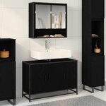 vidaXL Cabinet de salle de bain avec porte Chêne noir 90 x 33 x 60 cm