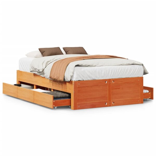 vidaXL Cadre de lit sans matelas avec tiroirs 120x190 cm bois de pin