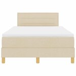vidaXL Lit à ressort LED avec bandes LED Crème 120 x 200 cm tissu