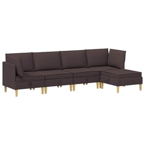vidaXL Canapé modulaire avec rangement 5 Pièces Marron foncé Tissu