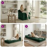 vidaXL Canapé-lit pliable Vert foncé 200 x 70 x 15 cm Velours
