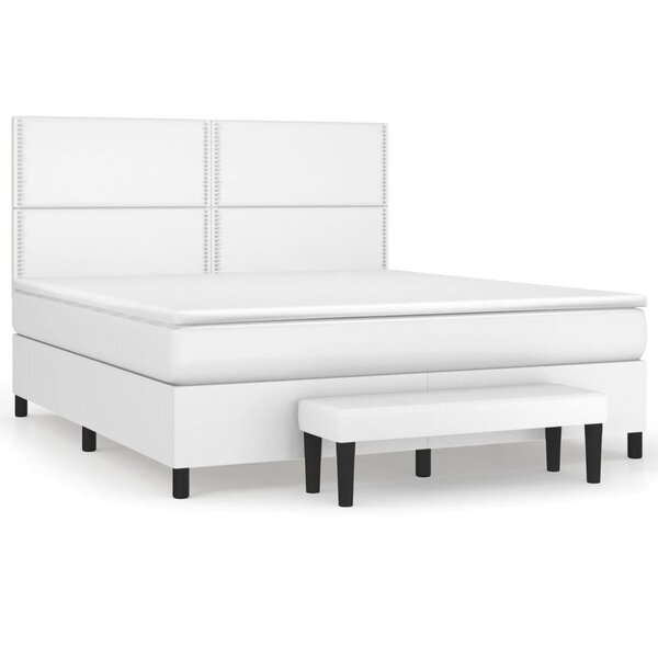 vidaXL Sommier à lattes de lit avec matelas Blanc 180x200cm Similicuir