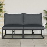 vidaXL Mobilier de jardin avec coussin avec oreiller Noir Aluminium