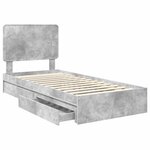 vidaXL Lit de Rangement Gris béton 90 x 190 cm Bois d'ingénierie