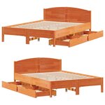 vidaXL Cadre de lit sans matelas cire marron 160x200cm bois pin massif