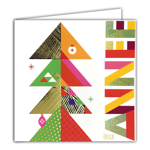 Carte Joyeux Noël avec Enveloppe Blanche 15x15cm