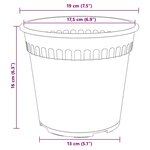 vidaXL Pot à fleurs rond 24 Pièces Noir Ø 19 x 16 cm Plastique