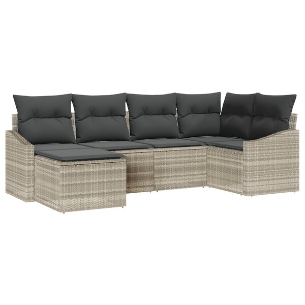 vidaXL Ensemble de Canapé de Jardin 6 pièces avec Coussins Gris Clair