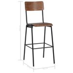 vidaXL Chaises de bar lot de 6 contreplaqué solide et acier