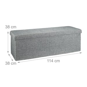 Banquette banc pour coffre de rangement en lin avec couvercle gris 114 cm 3013010