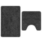vidaXL Tapis de bain 2 Pièces Gris foncé 50 x 50 cm Polypropylène