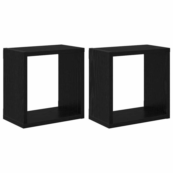 vidaXL Étagères murales avec étagère 2 Pièces Chêne noir 26 x 15 x 26 cm
