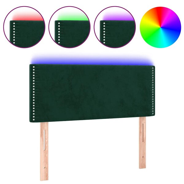 vidaXL Tête de lit à LED Vert foncé 90x5x78/88 cm Velours