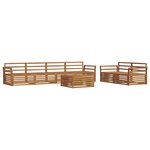 vidaXL Ensemble de canapés d'extérieur 7 Pièces Naturel
