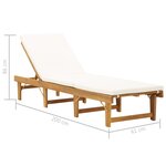 vidaXL Chaise longue pliante avec coussin Bois d'acacia solide