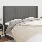 vidaXL Tête de lit avec oreilles Gris foncé 203x16x118/128 cm Tissu