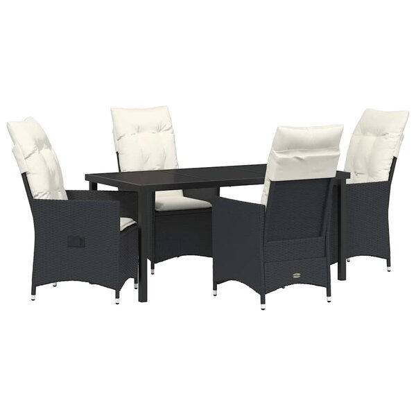 vidaXL Ensemble de salle à manger pour jardin 5 Pièces Noir Poly rotin