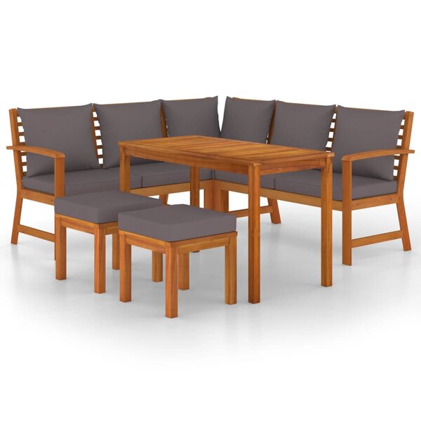 vidaXL Ensemble à manger de jardin 6 Pièces avec coussins Bois d'acacia