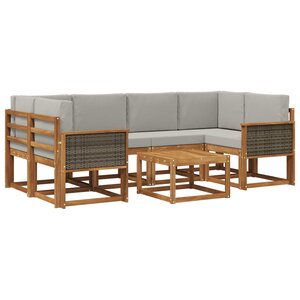 vidaXL Ensemble de canapés d'extérieur 5 Pièces Naturel et gris clair