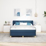 vidaXL Lit box spring avec matelas bleu 160x200 cm tissu