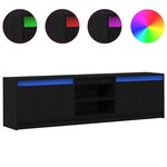 vidaXL Meuble TV Noir 182 x 34 x 50 cm Bois d'ingénierie