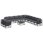 vidaXL Ensemble de canapé de jardin avec coussin 12 Pièces Noir Aluminium