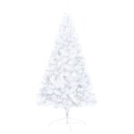 vidaXL Demi-arbre de Noël artificiel pré-éclairé et boules blanc 120cm